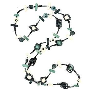 Vintage Modernist Artisan Necklace - MCM Brutalist, Wire Cage Beads Blue  Ivory